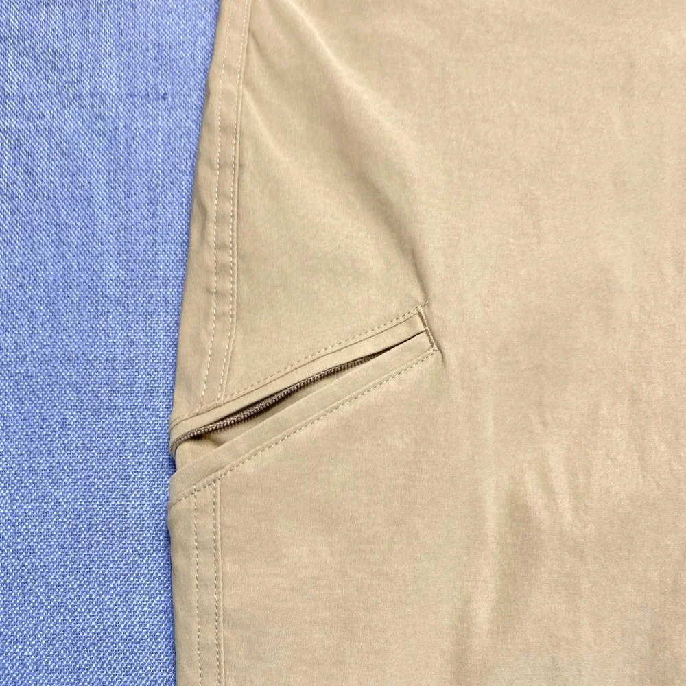 Orvis Mens Tech Pants 38x30 Tan Khaki Hiking Travel Performance Utility Trousers